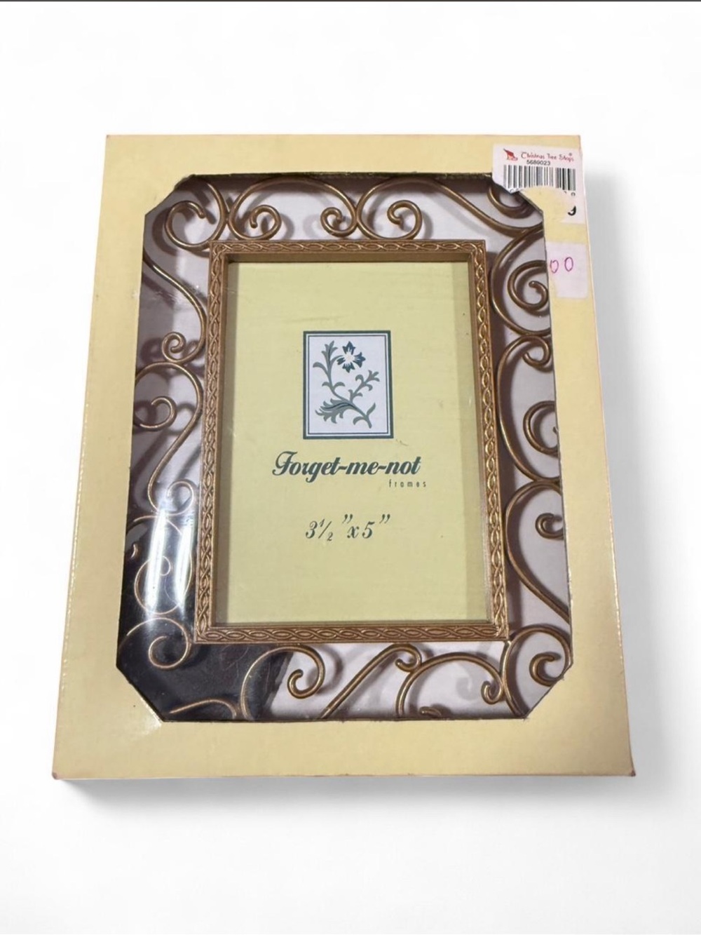 Forget-Me-Not ornate gold-toned picture frame sized for 3.5" x 5" photos